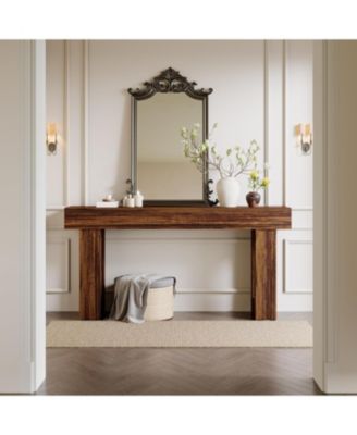 Long Console Table, 63 inches Wooden Rectangular Sofa Table for Behind the Couch, Farmhouse Entryway Table for Hallway, Living Room