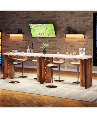 55.12" 1Pc Faux Marble Finished Modern Freestanding Home Bar Table