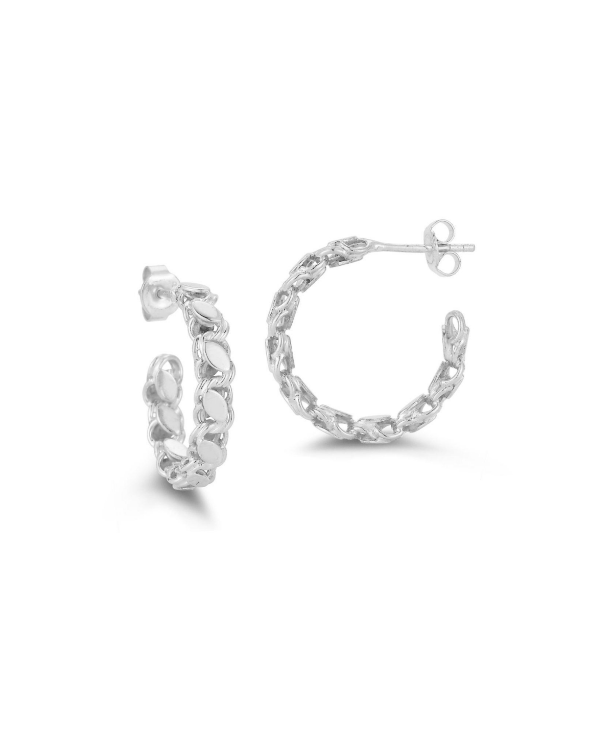 14K Gold Plated Sterling Silver Chain Link Small Hoop Earrings - Gold
