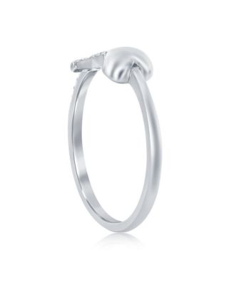 Sterling Silver Heart & CZ Cross Ring