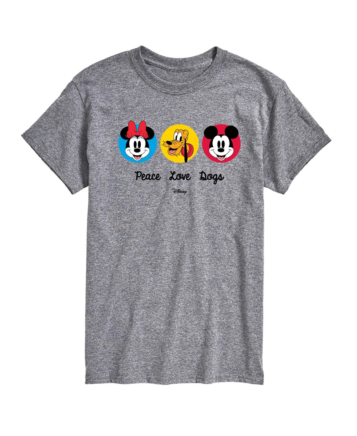 Men's Disney Mickey Peace Love Dogs Short Sleeve Tee