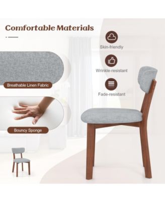 Dining Chairs Set of 2 Upholstered Mid-Back Chairs with Solid Rubber Wood Frame