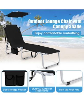 Set of 2 Portable Reclining Chair with 5 Adjustable Positions