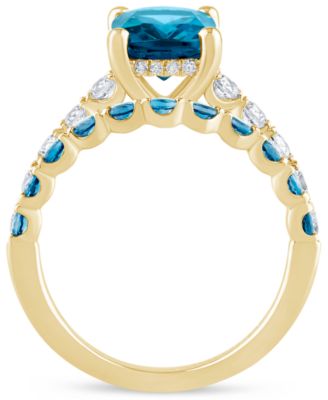 London Blue Topaz (2-3/4 ct. t.w.) & Diamond (1/2 ct. t.w.) Bridal Set in 14k Gold