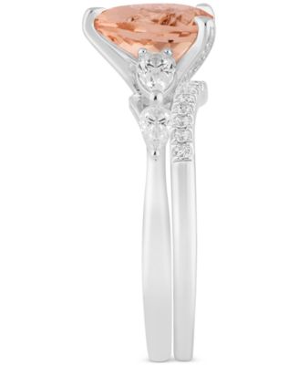 Morganite (1-5/8 ct. t.w.) & Diamond (5/8 ct. t.w.) Pear Bridal Set in 14k White Gold
