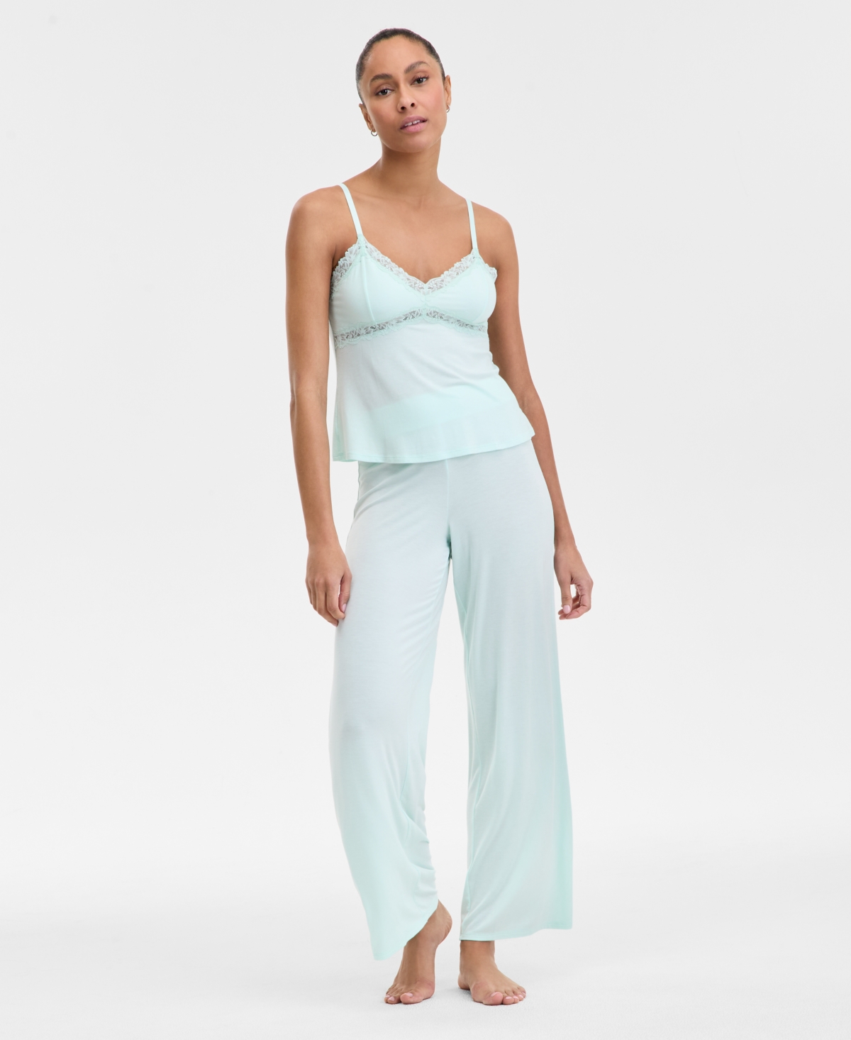 INC INTERNATIONAL CONCEPTS WOMEN'S LACE-TRIM KNIT TANK & PAJAMA PANTS SET, EXCLUSIVELY AT MACY'S 