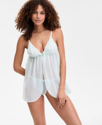 I.N.C. International Concepts - Women's Chiffon Babydoll Chemise & Thong Set