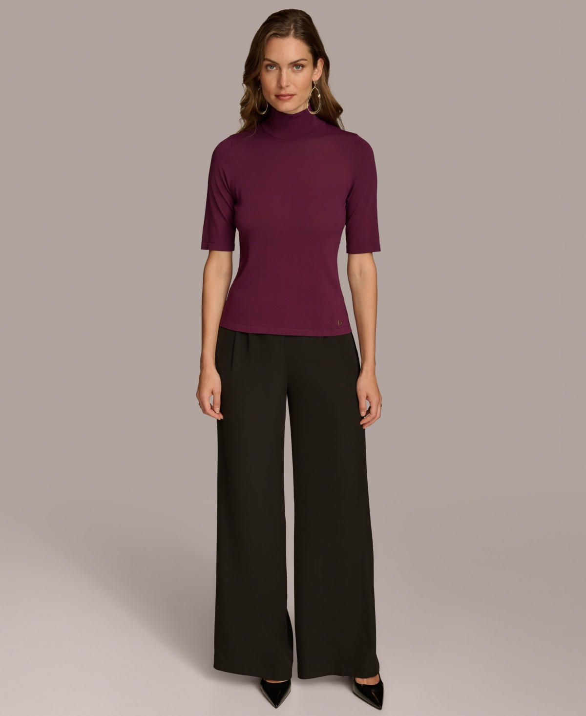 Donna Karan New York Women's Mock-Neck Elbow-Sleeve Top