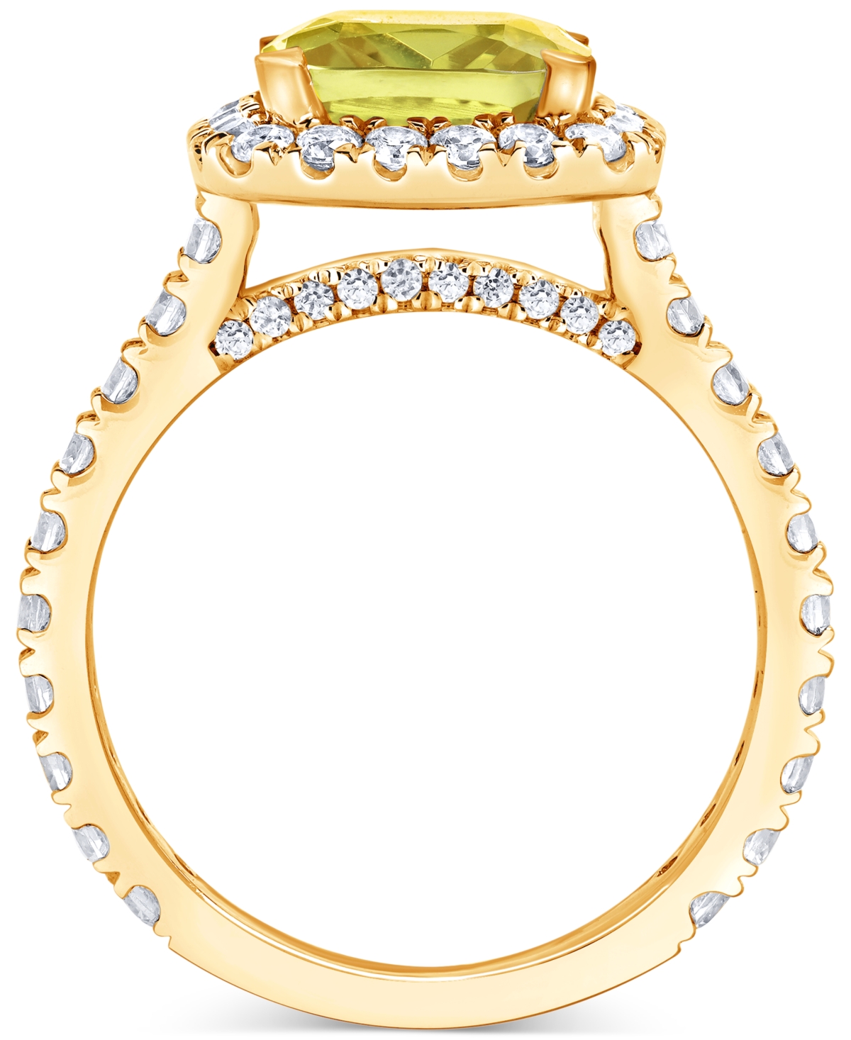 Badgley Mischka Igi Certified Lab Grown Yellow Diamond Cushion Halo Engagement Ring (4 Ct. T.w.) In 14k White, Yello In Yellow Gold