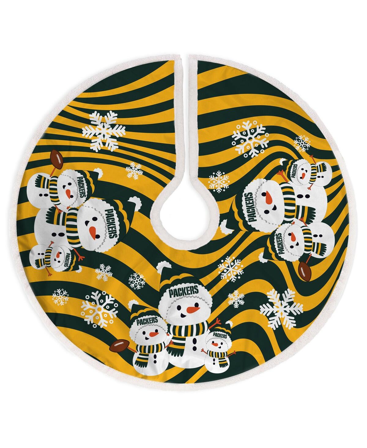 Green Bay Packers Snowman Sherpa Christmas Tree Skirt