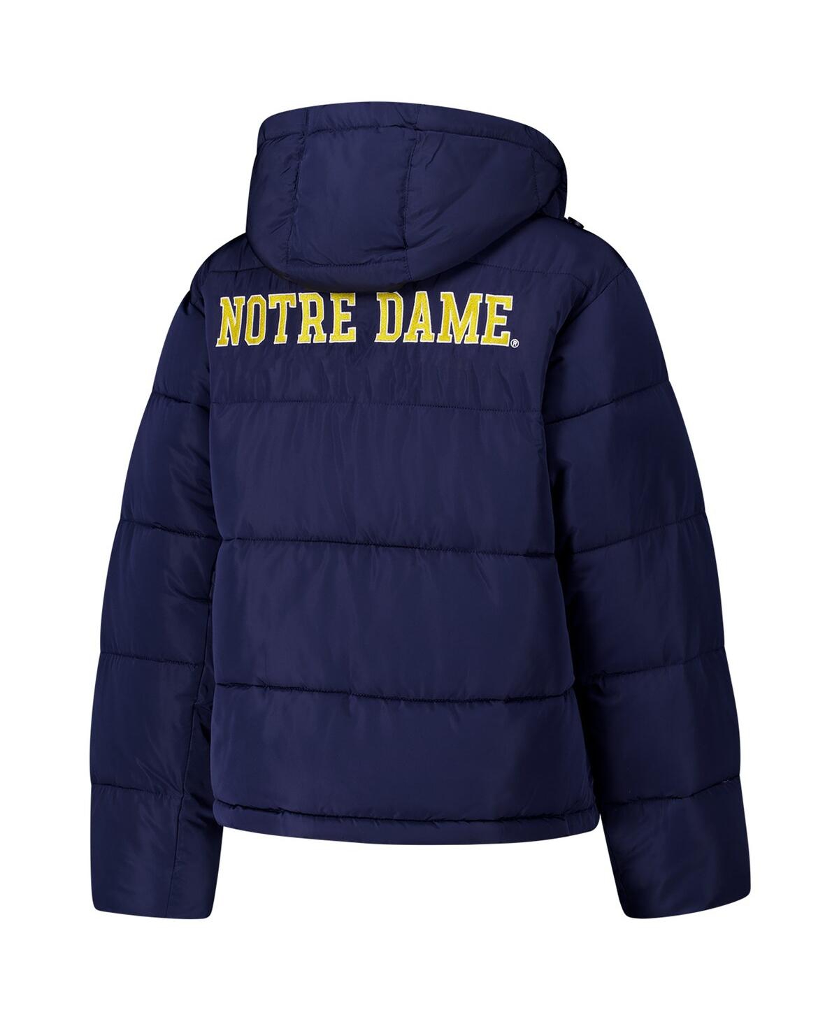 Hype And Vice Women's Navy Notre Dame Fighting Irish Puffer Jacket In Blue