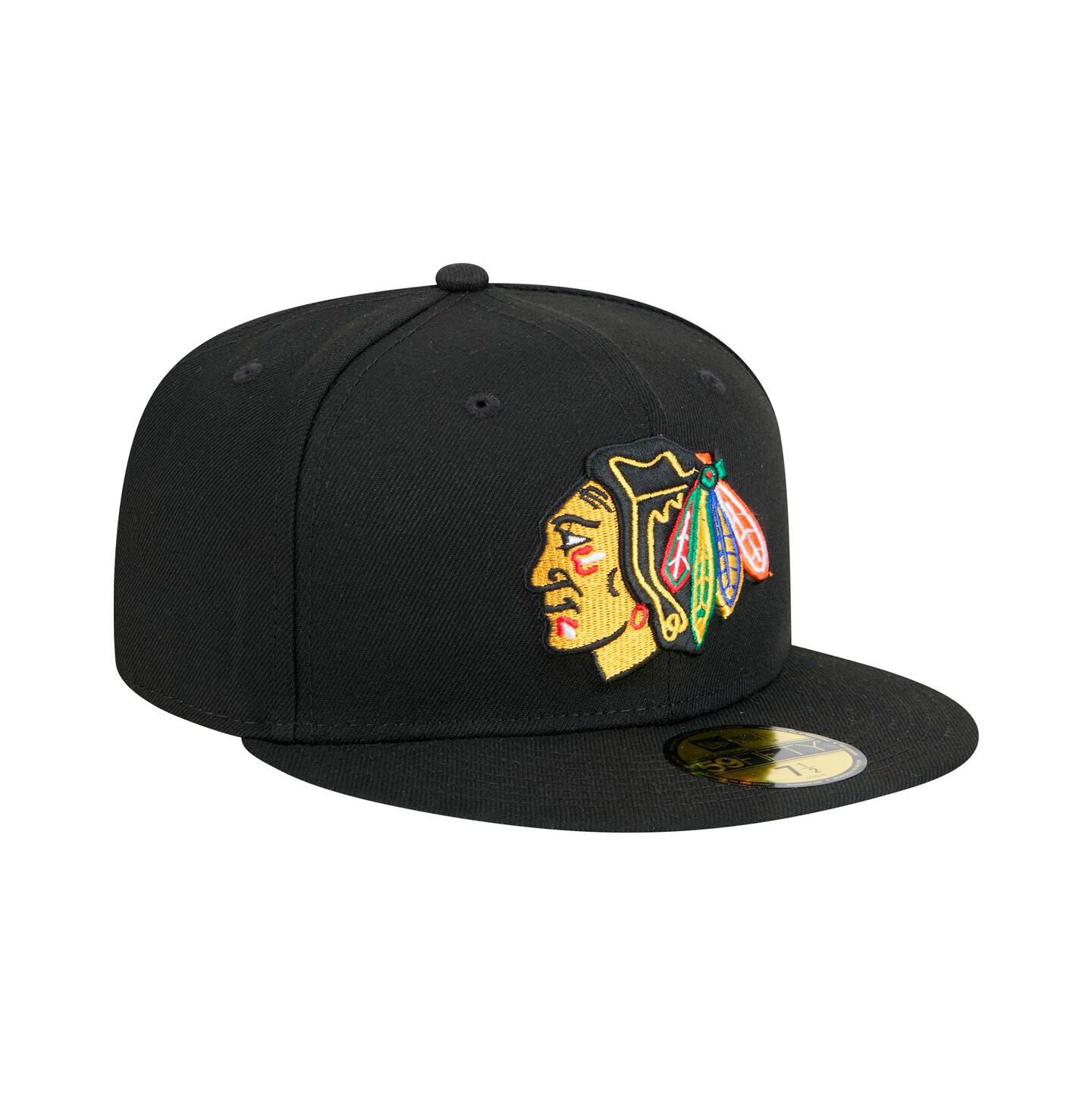 Мужская кепка New Era Black Chicago Blackhawks Core 59FIFTY Fitted Hat — фото 3
