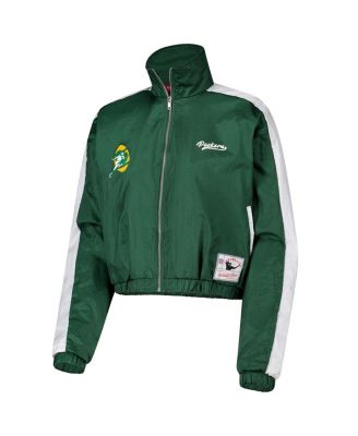 Women's Green Green Bay Packers Nylon Cropped Full-Zip Jacket