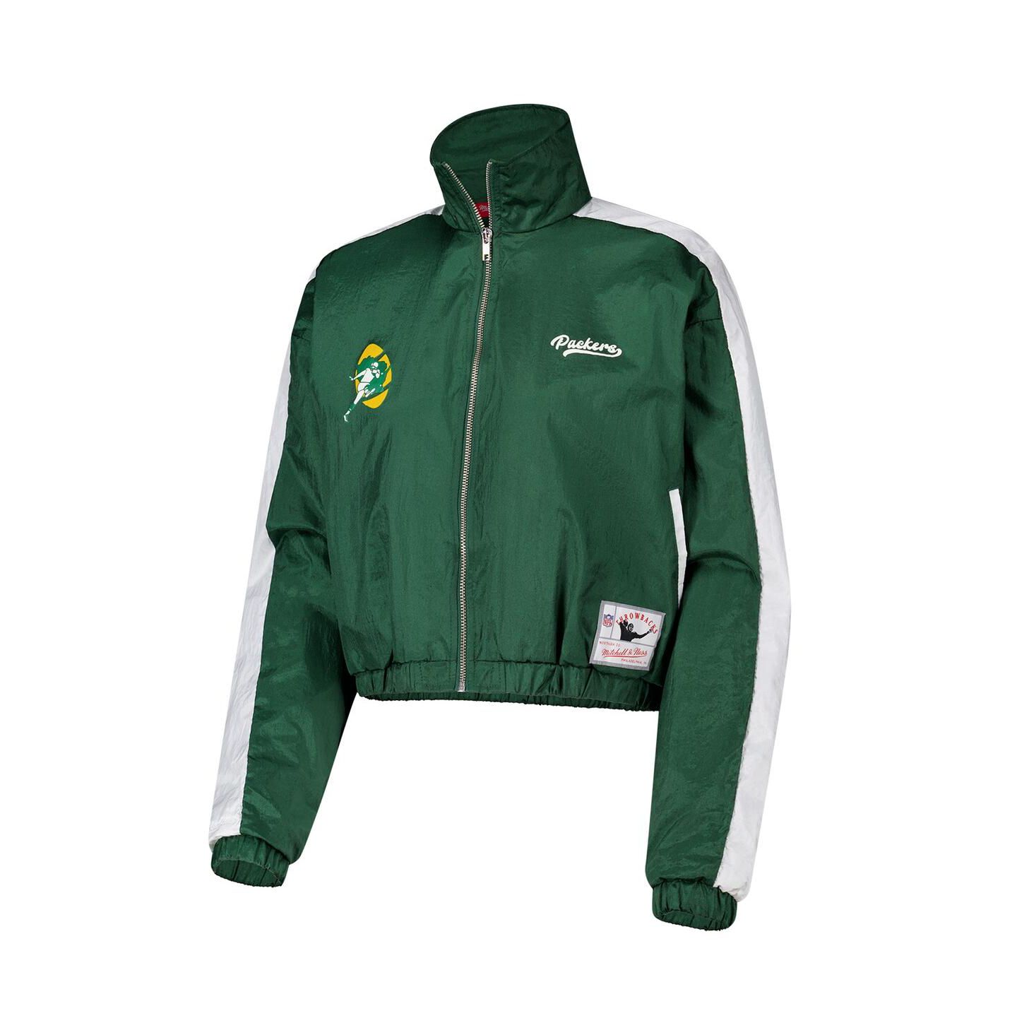 Женская куртка Mitchell & Ness Green Green Bay Packers Nylon Cropped Full-Zip — фото 2