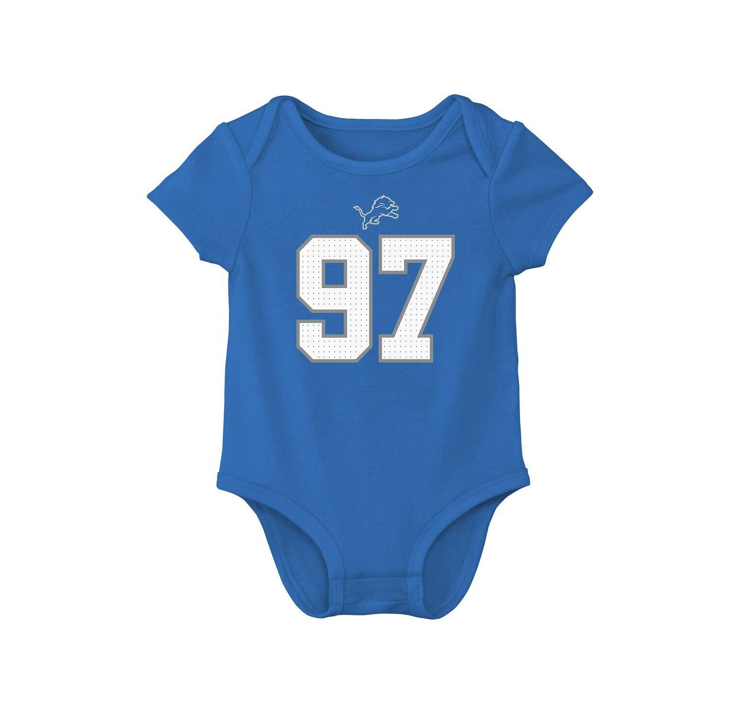 Baby Boys and Girls Aidan Hutchinson Blue Detroit Lions Player Name & Number Bodysuit