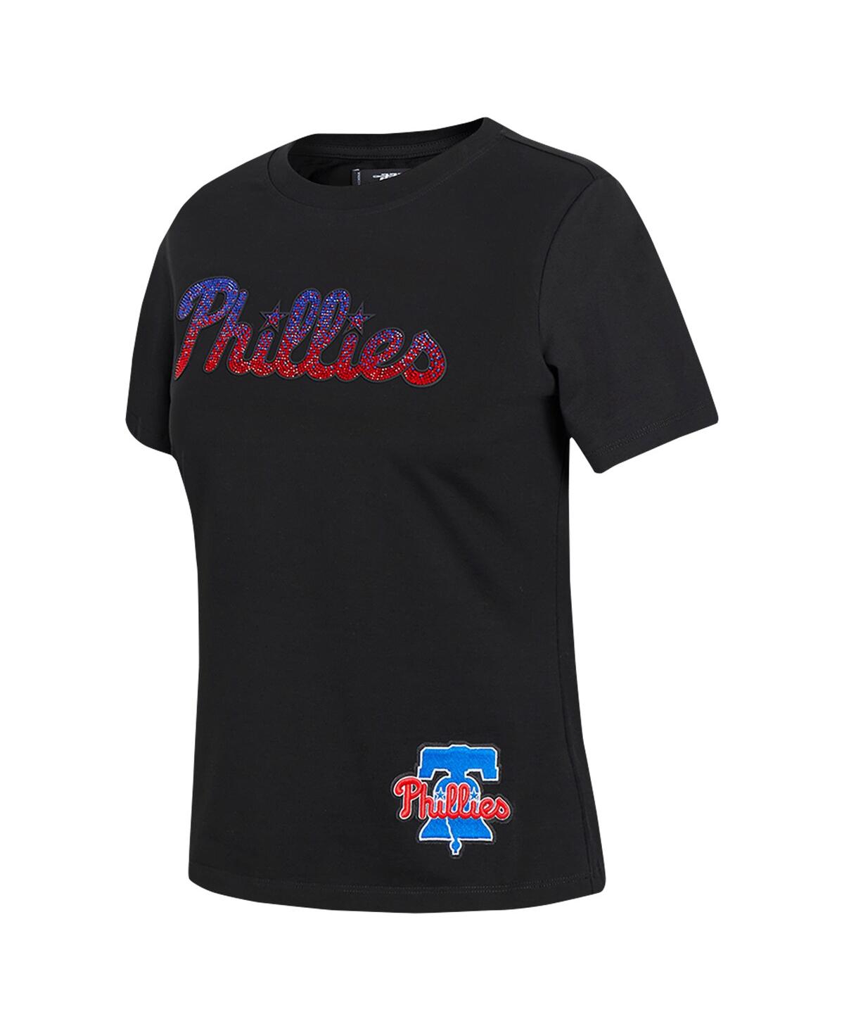 Pro Standard Women'sPhiladelphia Phillies Rhinestone Slim Fit T-Shirt - Black