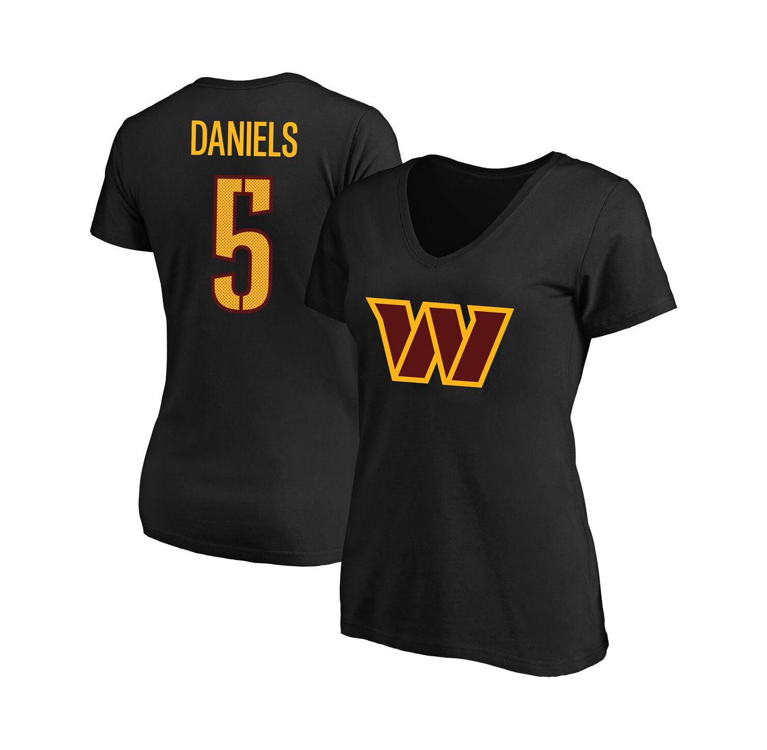 Women's Jayden Daniels Black Washington Commanders Plus Size Player Name & Number V-Neck T-Shirt