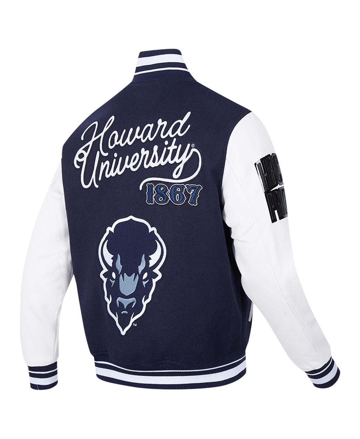 Pro Standard Men'sHoward Bison Hbcu Vintage Varsity Wool Full-Zip Jacket - Navy
