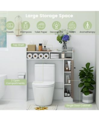 Bathroom Over the Toilet Floor Storage Organizer with Adjustable Shelves - White