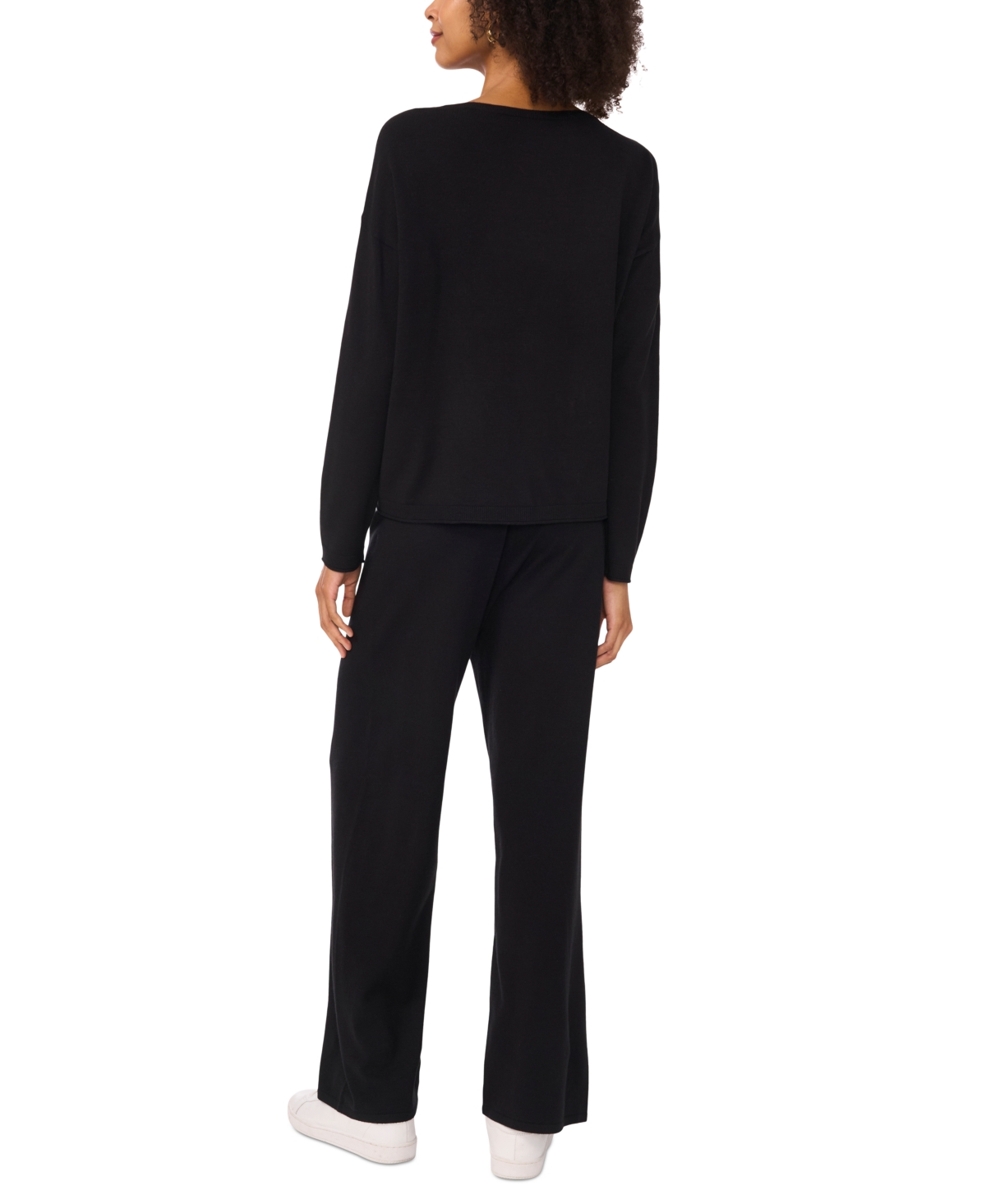 Vince Camuto Women's Ribbed-trimmed Crewneck Sweater In Rich Black