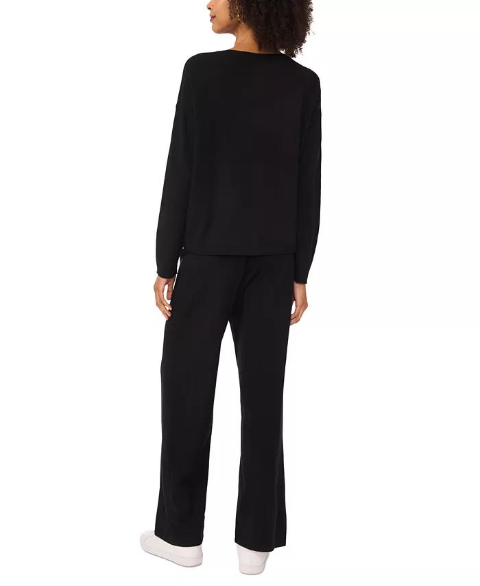 Women's Roundneck Ribbed-Trim Crewneck Sweater - thumbnail 4
