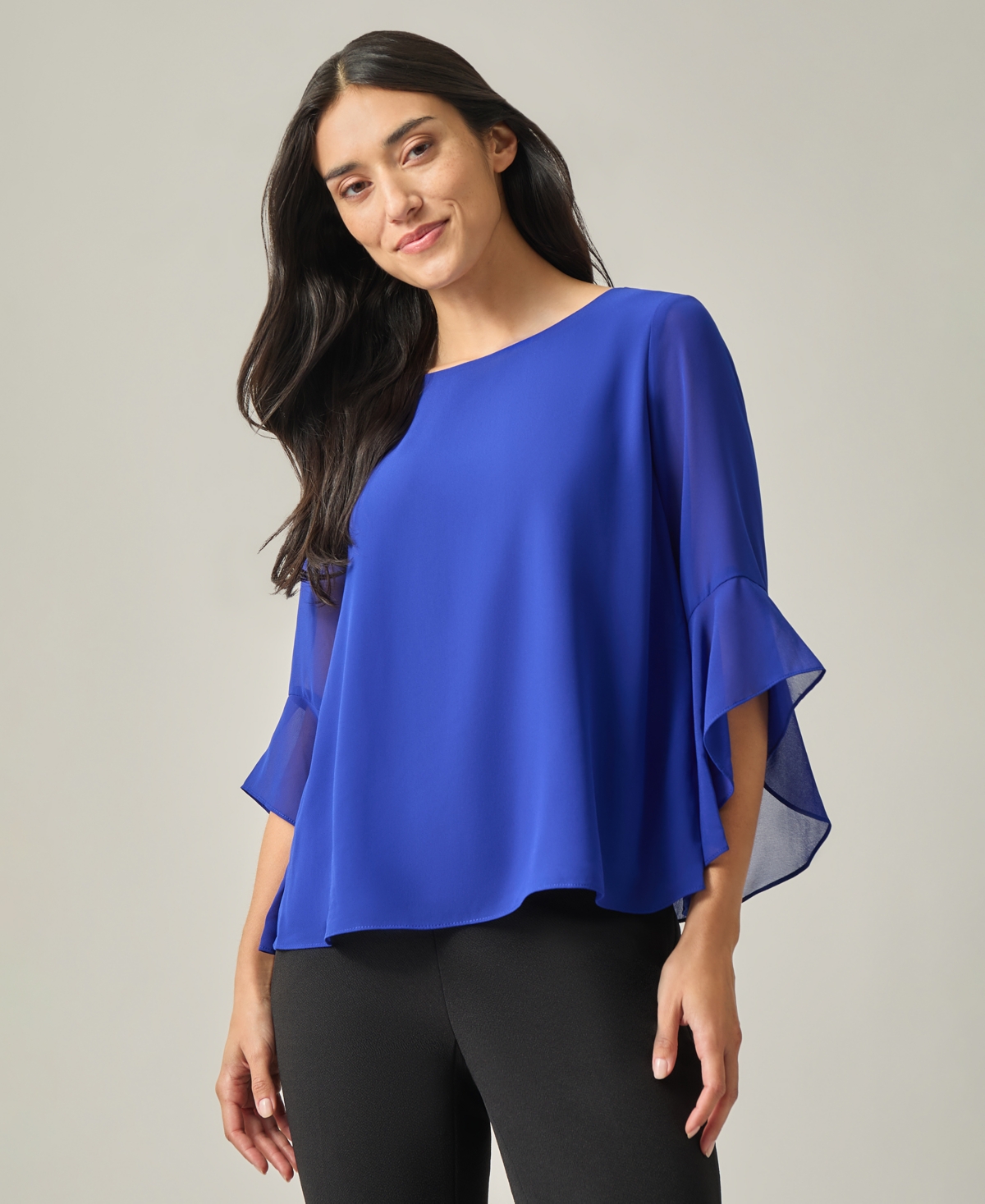 Kasper Petite Ruffle-Sleeve Blouse