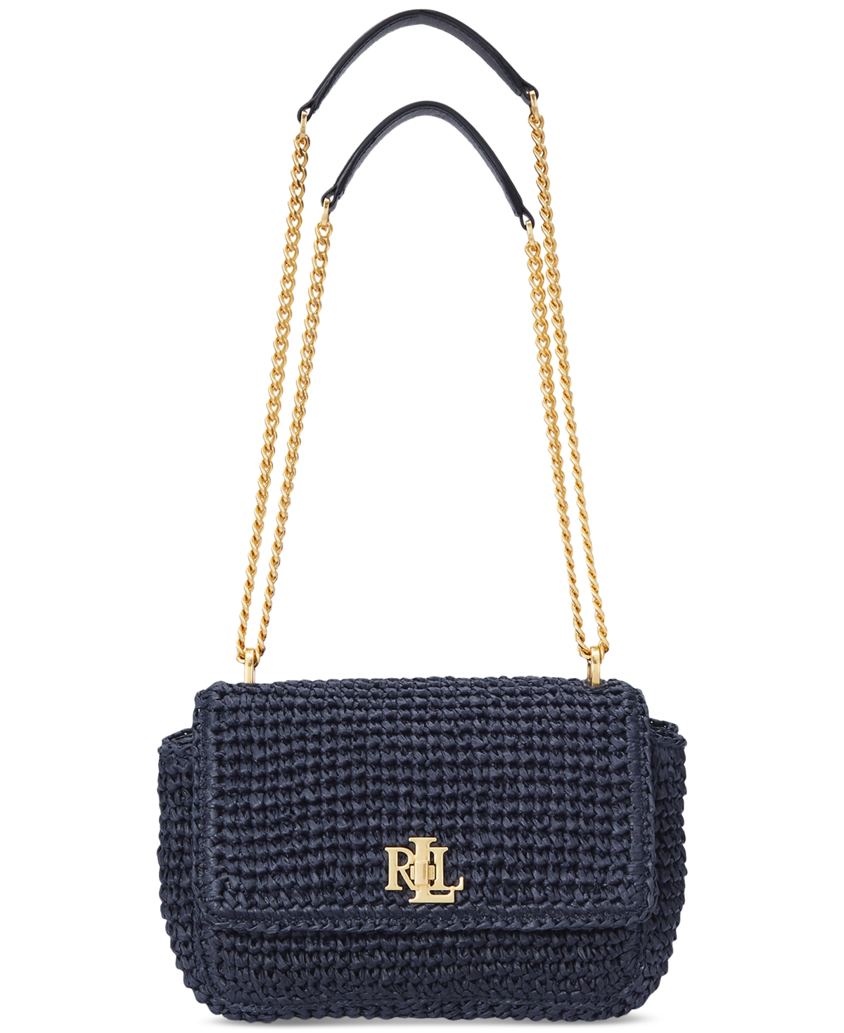 Ralph Lauren Woven Sophee Crossbody Bag In Navy