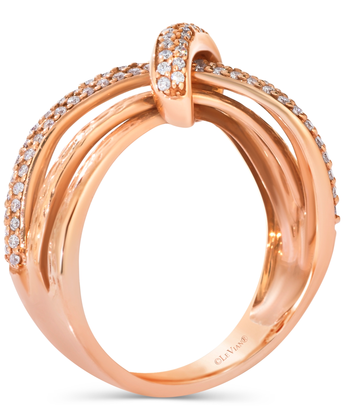 Le Vian Vanilla Diamond Textured Knot Crossover Ring (3/8 ct. t.w.) in 14k- Rose Gold