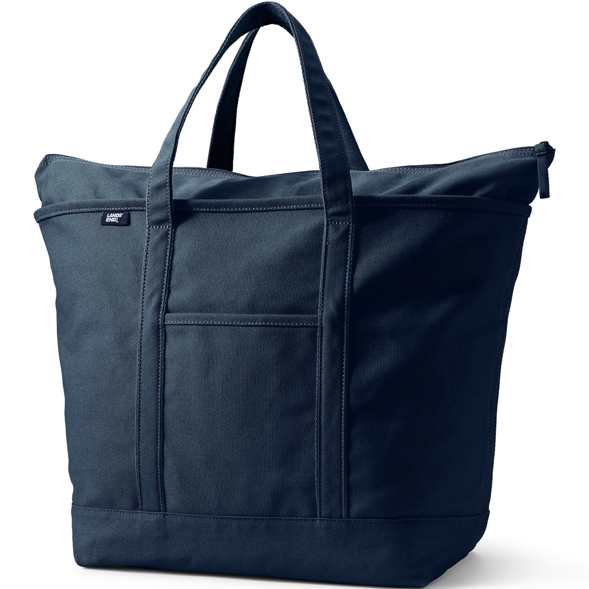 Lands' End Extra Large Solid Color 5 Pocket Zip Top Canvas Tote Bag
