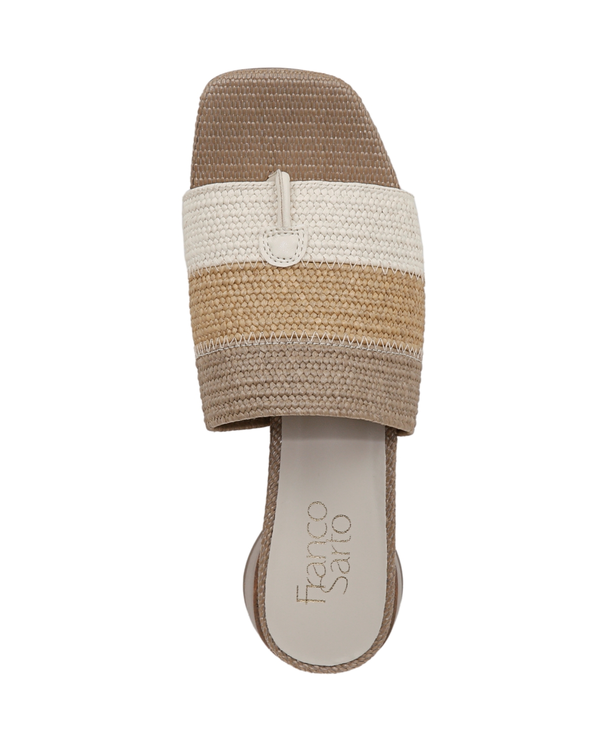 Franco Sarto Women's Loran Stacked Heel Slide Dress Sandals In Multi Beige Raffia