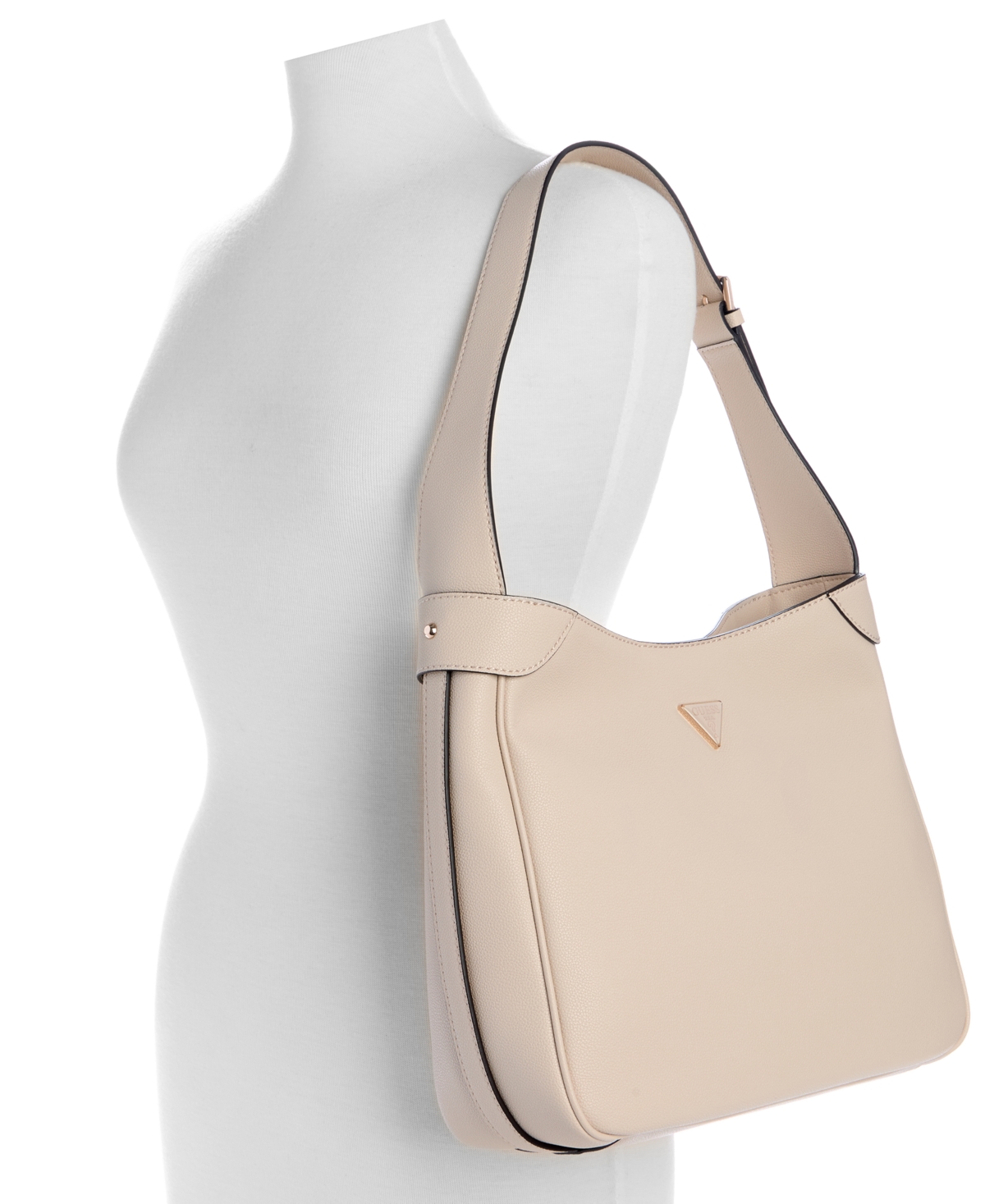Shop Guess Fedora Medium Hobo Shoulder Bag In Bone