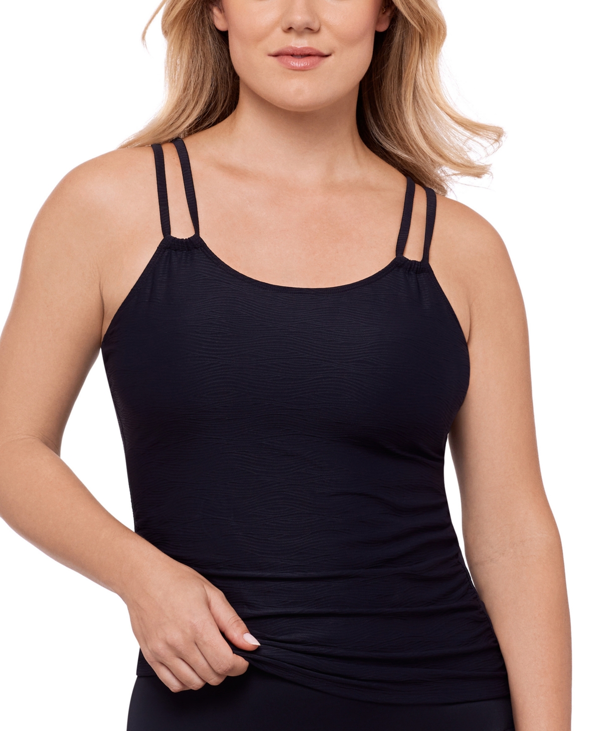 Shop Swim Solutions Women's Tunnel Tankini Top, Exclusively At Macy's In Making Waves