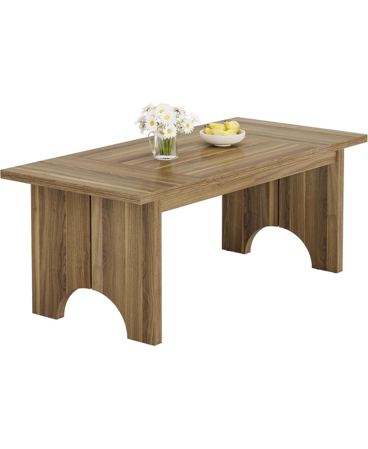 Tribesigns 63-Inch Dining Table for 6 People, Farmhouse Wood Kitchen Table with Double Pedestals, Rectangle Dinner Table for Kitchen, Dining Roo