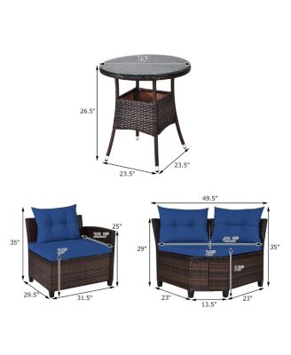 4 Pieces Outdoor Cushioned Rattan Furniture Set