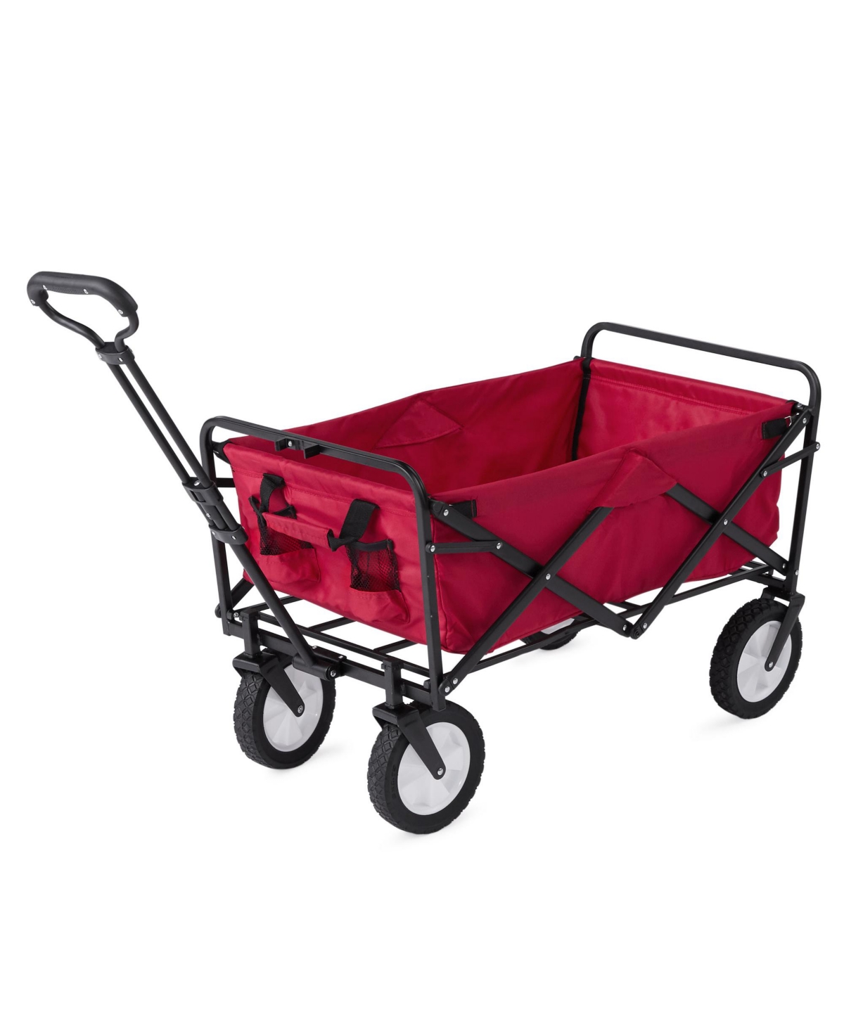 Collapsible Folding Outdoor Utility Garden Camping Wagon Cart, Red - Red