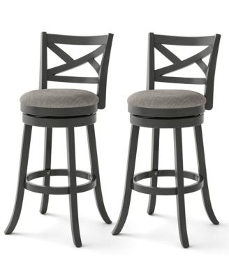 Swivel Bar Stools Set of 2 Bar Height Chairs with Hollow Back Soft-padded Seat