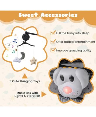 Portable Baby Playard Nursery Center Crib Bassinet w/ Hanging Toys & Music Box