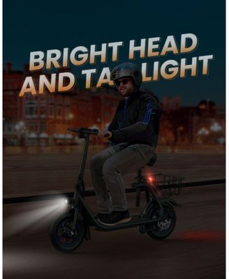 Gyroor 450W Electric Scooter with Seat for Adult, 12 inch Commuter Electric Scooter with Basket - up to 21 Miles 15.5MPH