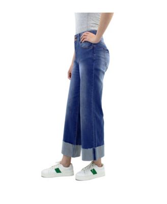 Women's 5 Pockets Wide Cuff Wide Leg Jean