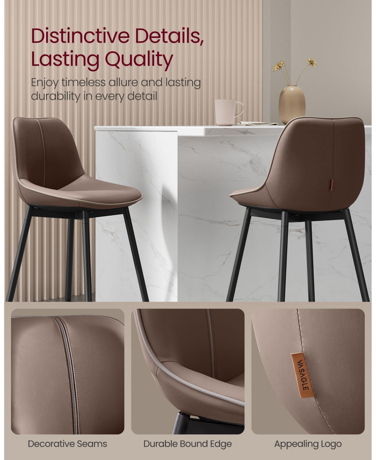 Slickblue Bar Stools Counter Height Stools with Back for Comfortable Seating and Modern Style