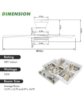52 Inch Flush Mount Ceiling Fan with LED