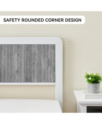 Queen Bed Frame with Curved Wood Headboard and Footboard