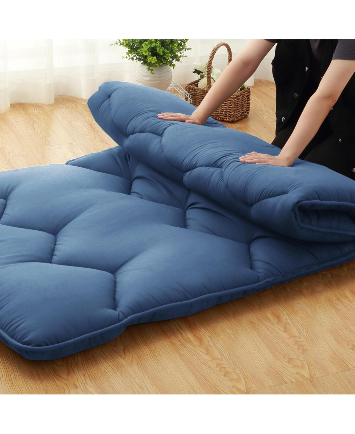 gaomon Queen Size Japanese Futon Mattress, Foldable Roll-Up Floor Mat, Tatami & Camping Pad