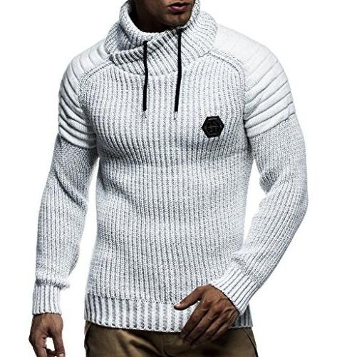 Мужской свитер Leif Nelson Knitted Winter Pullover with Shawl Collar Sweater Hoodie Sweatshirt Slim Fit Long Sleeve, цвет: Бежевый / Серый