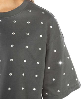 Women's Gray Purdue Boilermakers Go Time Rhinestone Crop T-Shirt