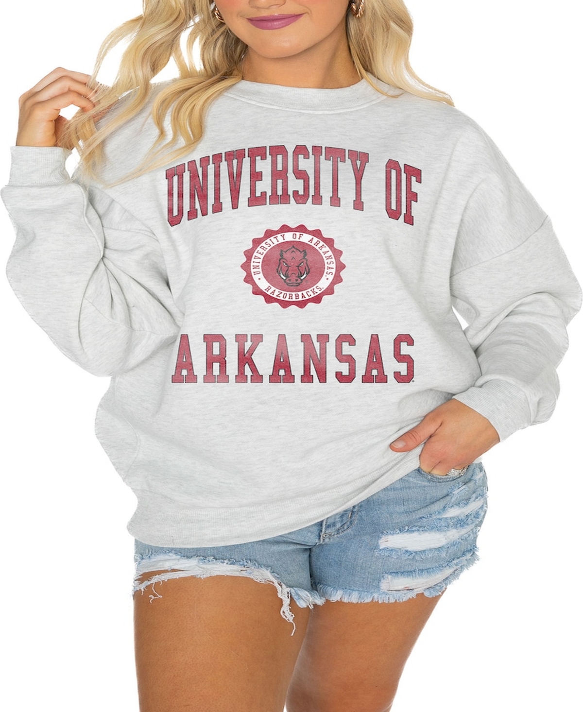 Gameday Couture Women's Steel West Virginia Mountaineers Good Vibes Premium Fleece Drop Shoulder Pullover Sweatshirt In Steel