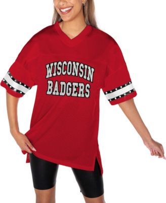 Women's Red Wisconsin Badgers Until Kickoff Rhinestone Fashion T-Shirt