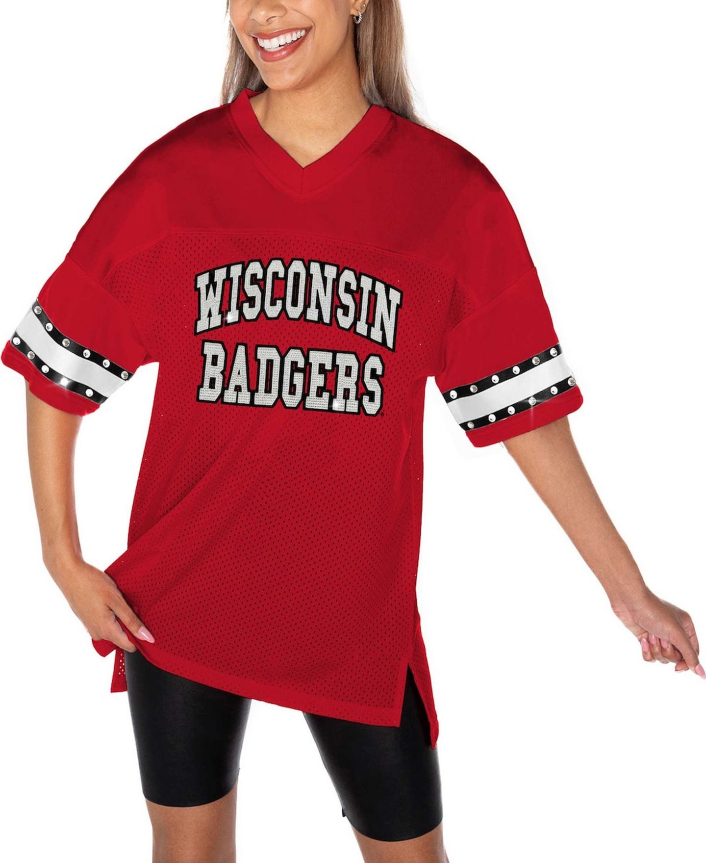Женская футболка Gameday Couture Red Wisconsin Badgers Until Kickoff Rhinestone Fashion — фото 3