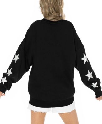 Women's Black Jacksonville Jaguars Rhinestone Star Sleeve Settle the Score Tri-Blend Pullover