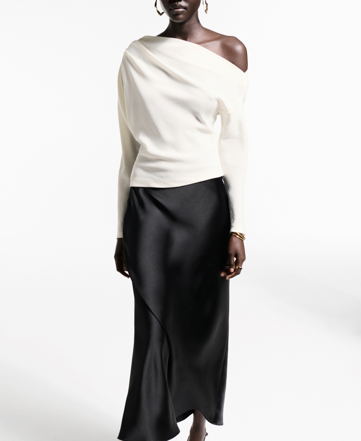 Mango Women's Pleat Detail Asymmetrical Blouse